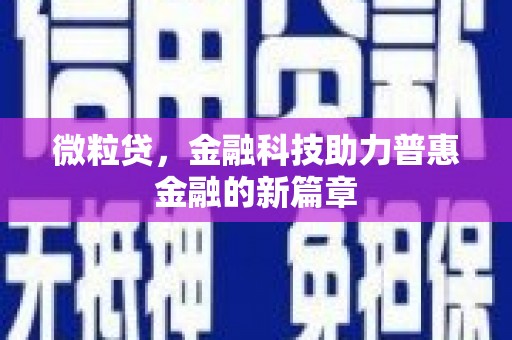 平谷微粒贷，金融科技助力普惠金融的新篇章