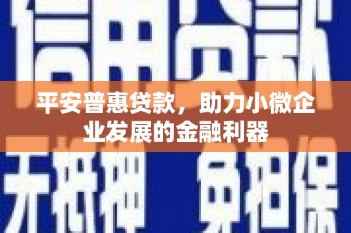 平谷平安普惠贷款，助力小微企业发展的金融利器